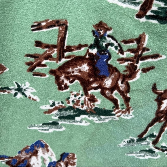 Nick & Nora Kurt Cobain Round Up Mint Green Cowboy Flannel Pajama Pants Medium - Picture 4 of 12